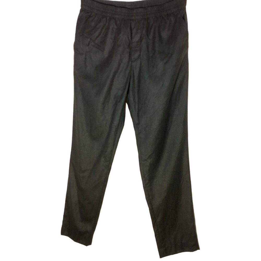 Harmony Paris Pants Men 54 32" Wool Flannel Pants Elastic Waist Comfort Gray